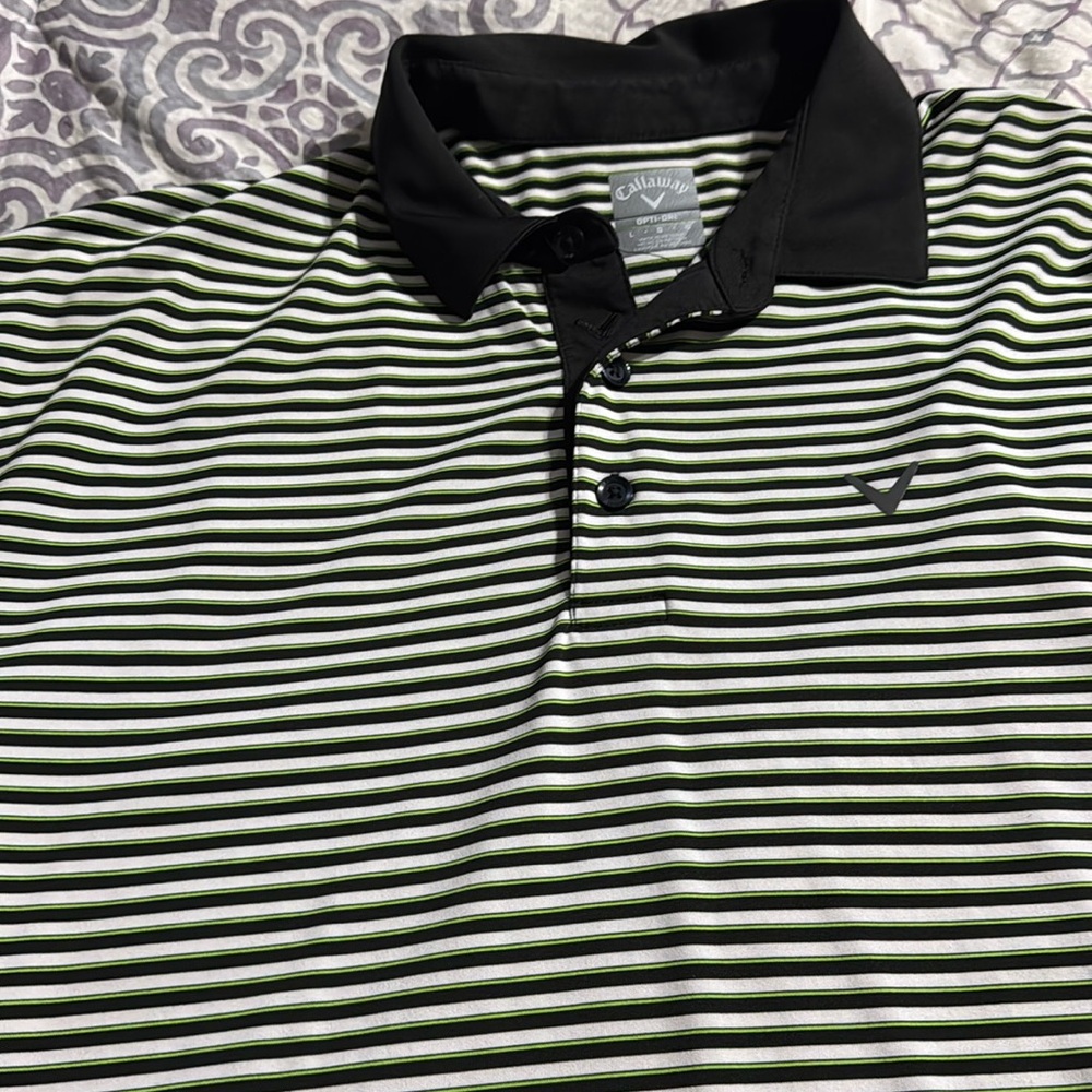 CALLAWAY polo size large black and green stripes like New condition